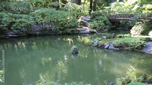 Landscape with the Moon Bridge - Portland Japanese Garden, Oregon