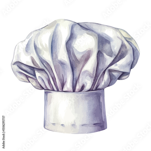 Chef Hat, watercolor vector, high quality, isolated on a white background.