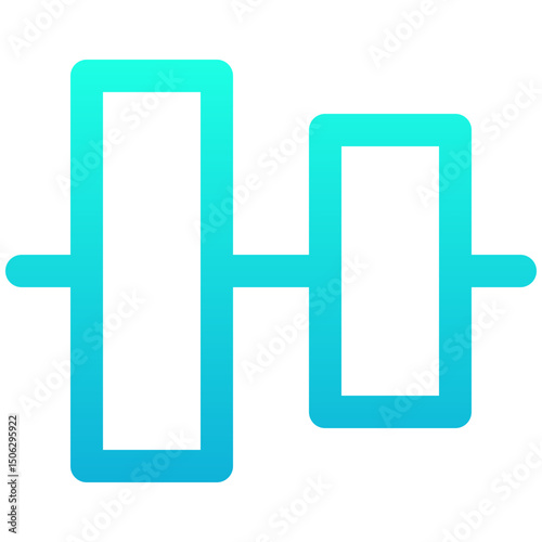 Horizontal Center Align Tool Icon, Lineal Gradient Style Isolated Vector Icon.