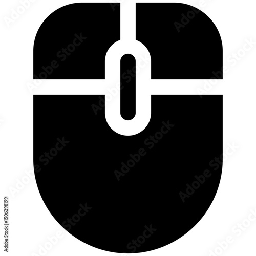 Computer Mouse Icon,  Silhouette Style Isolated Vector Icon.	
