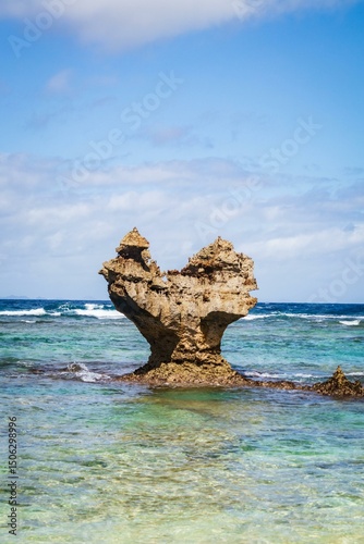 Heart Rock Formations at Kouri Island Shoreline, Okinawa, Japan