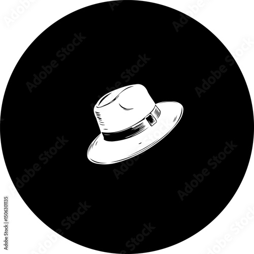 Stylized Fedora Silhouette: Vintage Headwear Fashion in Contrasting Black and White