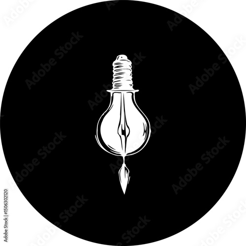 Illuminating innovation a concept combining lightbulb and drawing tool on dark