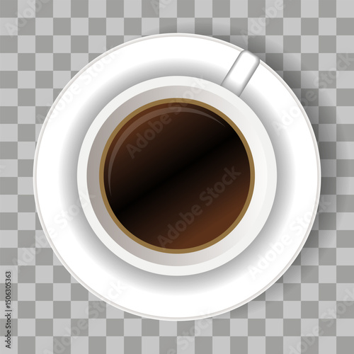 Coffee Cups Top View Vector. Breakfast Beverage. Eps 10. Cup of coffee top view. Espresso coffee in white Cup. realistic style