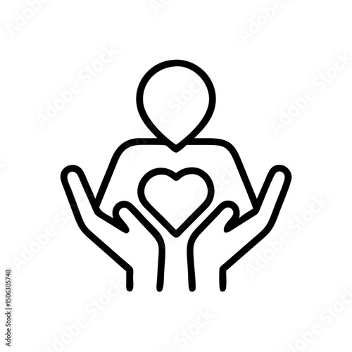 Person Holding Heart Icon Representing Kindness, Care, and Emotional Giving