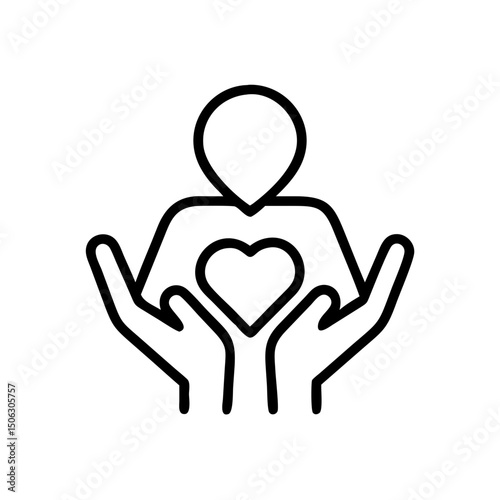 Person Holding Heart Icon Representing Kindness, Care, and Emotional Giving