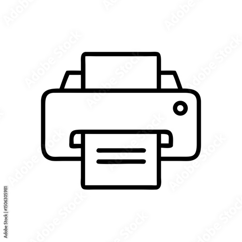 Printer Output Device Icon Representing Document Printing and Office Equipment