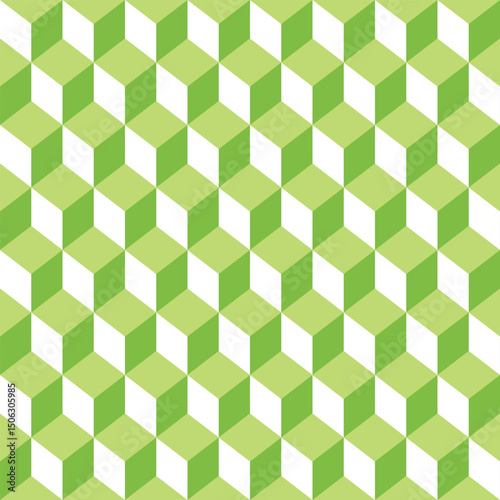 Seamless background with cubes, swatchable rectangle texture, yellow green. / 立方体が並ぶシームレスな背景素材 スウォッチ対応 四角形 テクスチャ 黄緑