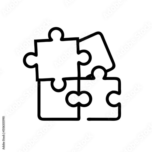 Puzzle Pieces Connection Icon Representing Teamwork, Problem Solving, and Integration