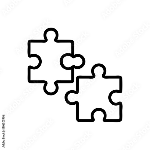 Puzzle Pieces Connection Icon Representing Teamwork, Problem Solving, and Integration
