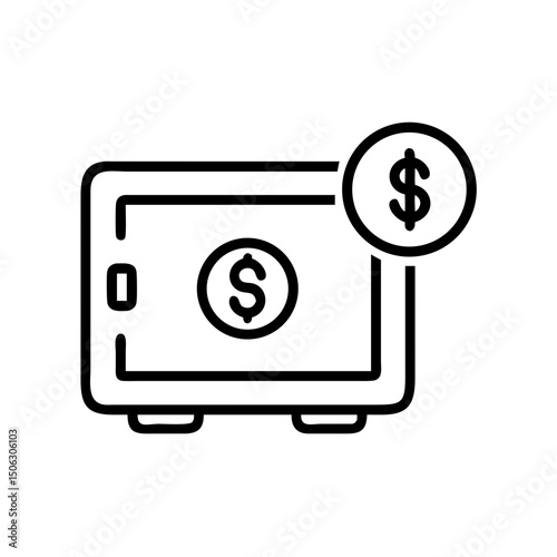 Vault with Dollar Symbol Icon Representing Secure Money Storage and Financial Protection