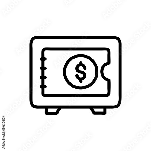 Vault with Dollar Symbol Icon Representing Secure Money Storage and Financial Protection
