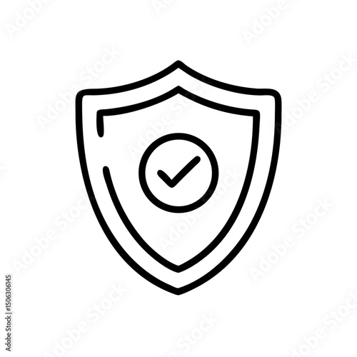 Shield Security Badge Icon Representing Protection, Safety, and Digital Defense