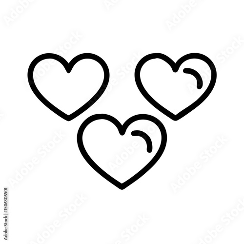 Triple Heart Icons Representing Collective Love and Unity