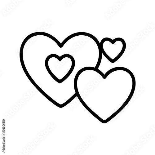 Triple Heart Icons Representing Collective Love and Unity