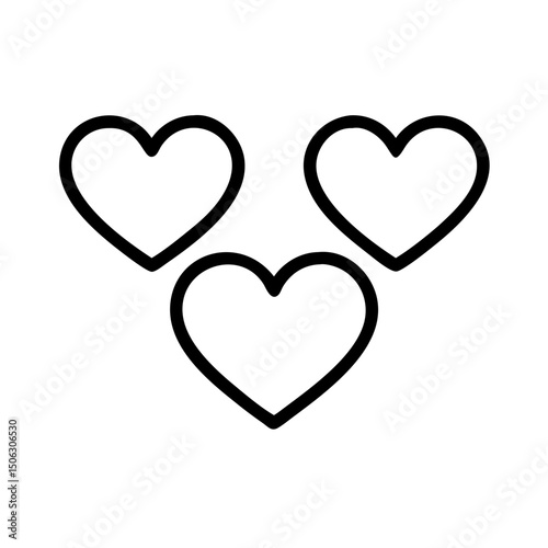 Triple Heart Icons Representing Collective Love and Unity
