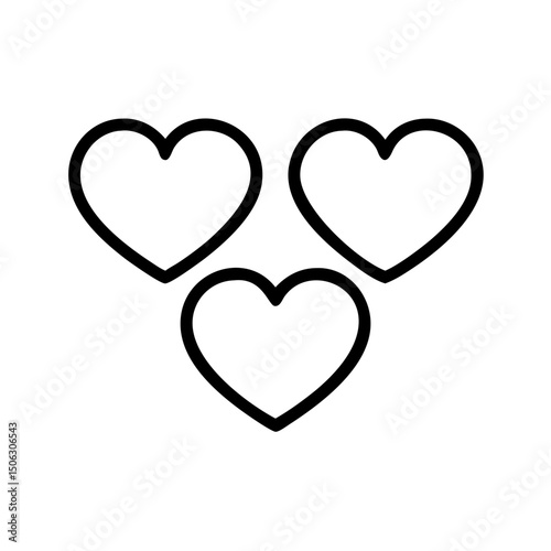 Triple Heart Icons Representing Collective Love and Unity