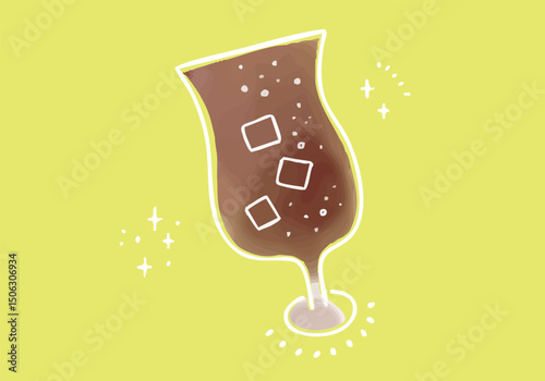 グラスに注がれたコーラ風ドリンクのイラスト