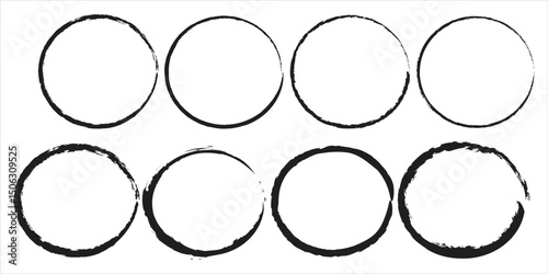 brush stroke circles on white background.