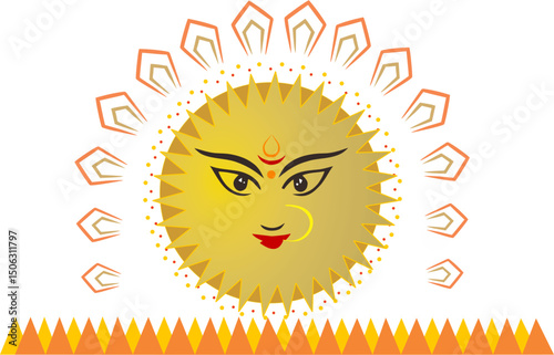 Goddess Durga with other puja elements 1