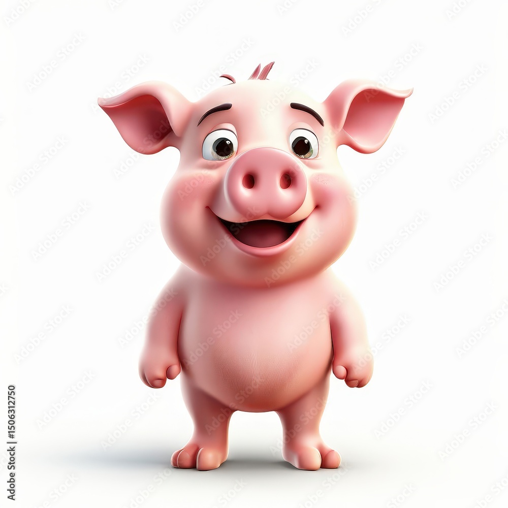 Fototapeta premium an AI Image Generator, Cute Animated Pig Character Smiling