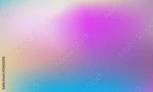 Pastel colored with White Gradient Blurred with Grainy Noise Texture background. Abstract pink, purple, blue, yellow, and teal colorful design.