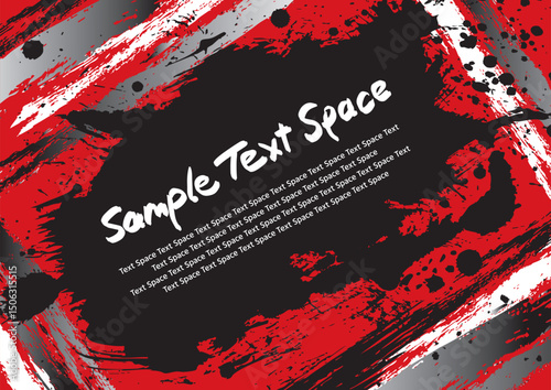 中央が黒のモノクロのペンキを斜めに塗った赤い背景