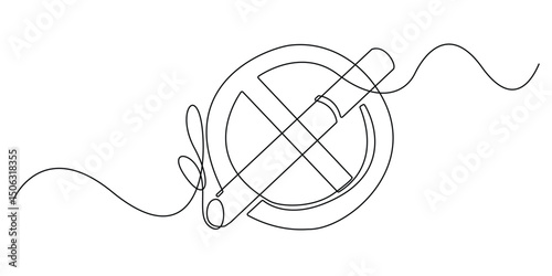 one continuous line sign prohibiting smoking.one single line no smoking,for public places.minimalist line vector illustration
