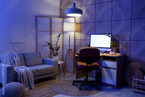 Interior of dark office wit...