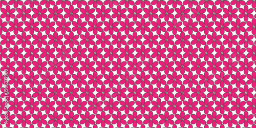 Seamless Pink Floral Pattern on White Background, 
Vibrant Abstract Flower Repeat Motif for Design, 
Playful Geometric Blossom Texture for Spring, 
Bright Digital Wallpaper with Simple Pink Flowers.