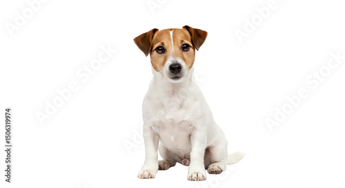 Isolated Photo Of Sitting Jack Russell Terrier Dog Against Transparent Background