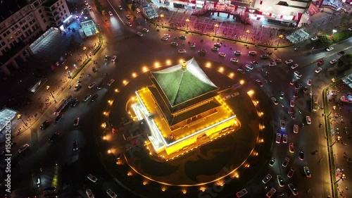 Iconic Bell Tower of Xi'an, Shaanxi, China - 4K Drone video
