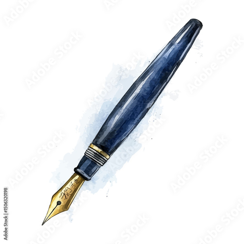 watercolor vector of Calligraphy Pen, high quality, isolated on a white background.