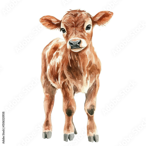 watercolor of Calf, vector high quality, isolated on a white background.