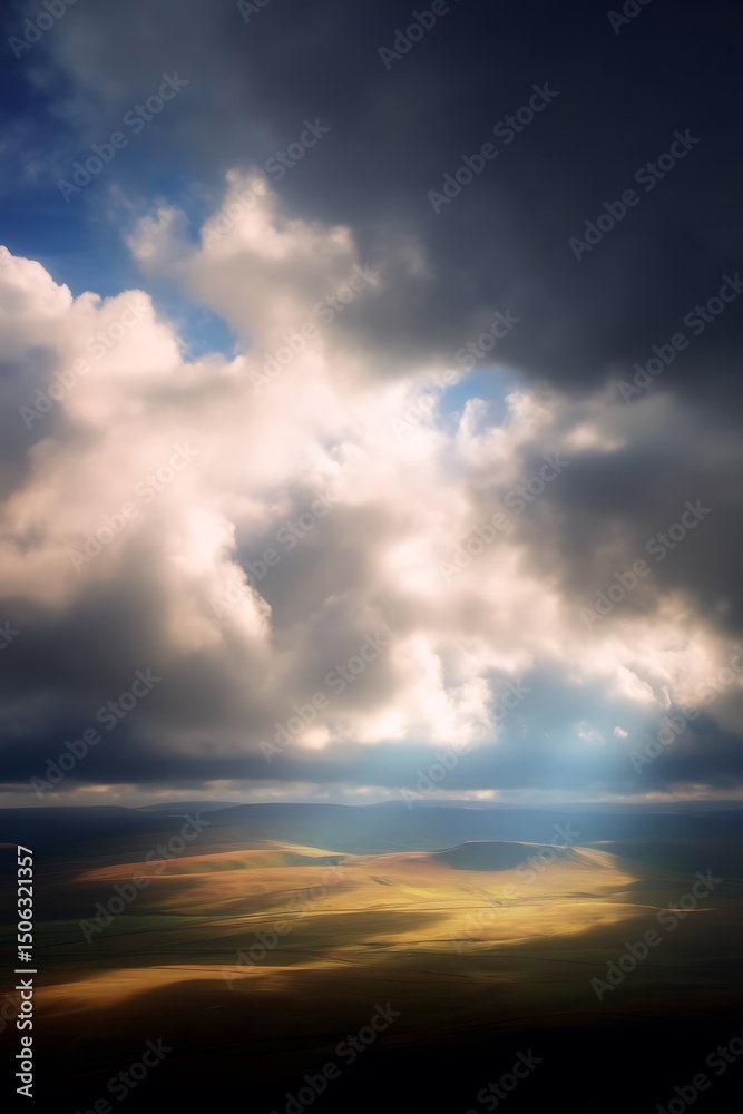 Fototapeta premium Pale shadows of clouds creeping over open plain
