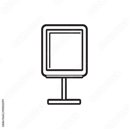 Simple advertising sign with blank space is displayed against the white transparent background