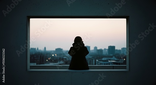 Person Looking at City Skyline From Window
