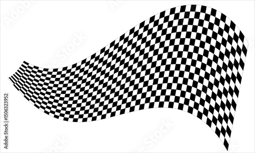Waving Checkered Racing Flag - Finish Line Symbol, 
Race Day Chequered Flag Design Element, Isolated Motorsport Victory and Success Banner.