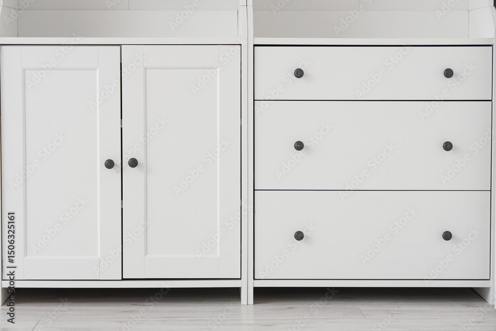 Fototapeta premium Empty closet with drawers in room