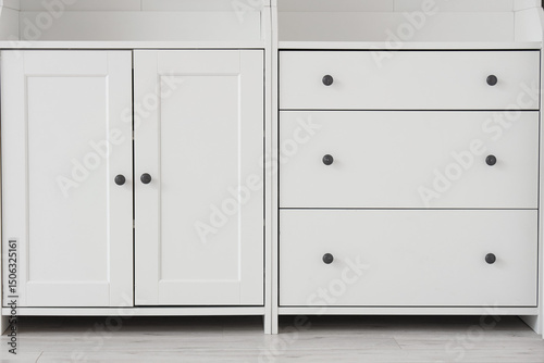 Empty closet with drawers in room photo