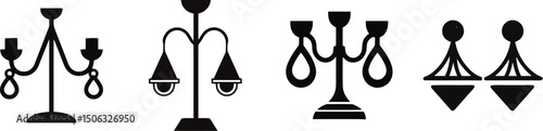 Vector illustration of chandelier earrings on a white background

