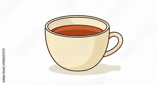Tea cup illustration, beige and brown, for websites