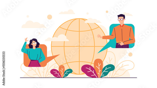 Two people chatting on a video call. Suitable for online communication, virtual meetings, remote work presentations, social media content.