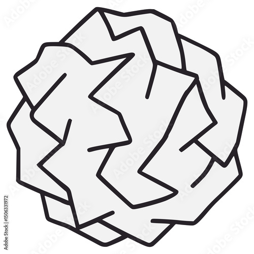 crumbled paper ball flat color vector illustration template design