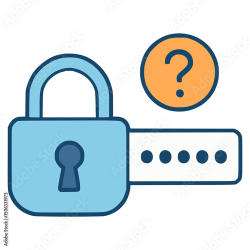 forgot password secure lock privacy flat color vector illustration template design