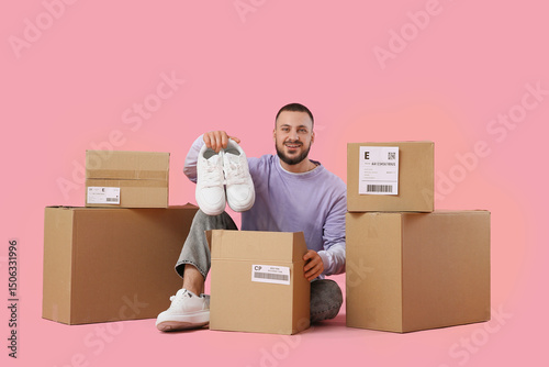 Young man with new sneakers...