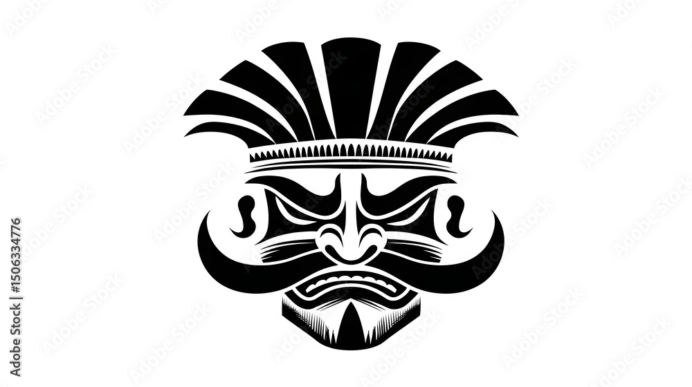 Fototapeta premium Traditional Asian warrior mask tattoo design