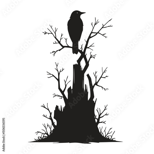 silhouette of a small bird illustration vector white background