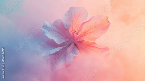 Ethereal Floral Composition with Soft Pastel Colors and Dreamy Background for Nature and Abstract Art Enthusiasts