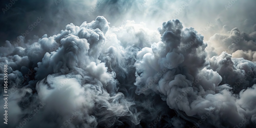 Naklejka premium Dramatic Smoke Clouds Against Dark Background